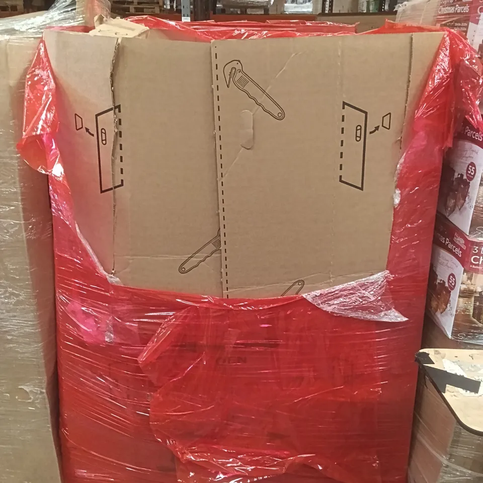 PALLET OF ASSORTED HOUSEHOLD GOODS AND PRODUCTS TO INCLUDE; GRILL, CEILING, BOXED FURNITURE ETC