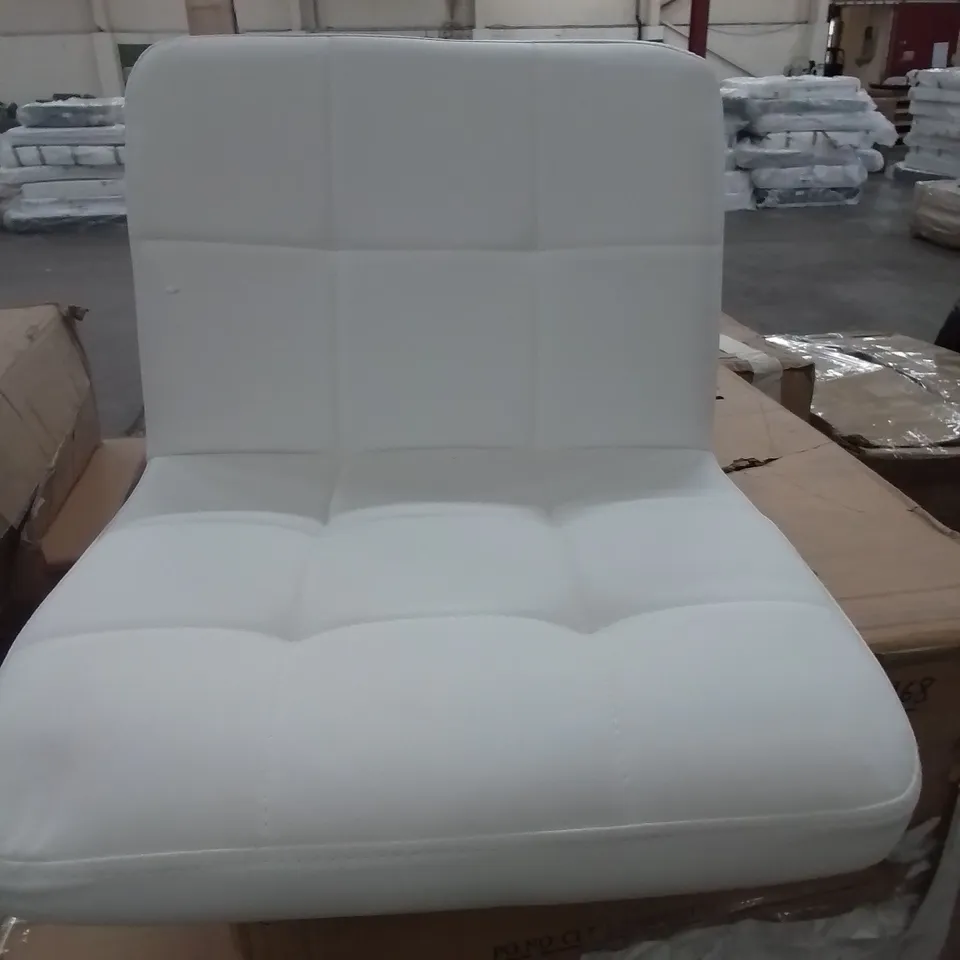 BOXED WHITE FAUX LEATHER BARSTOOL