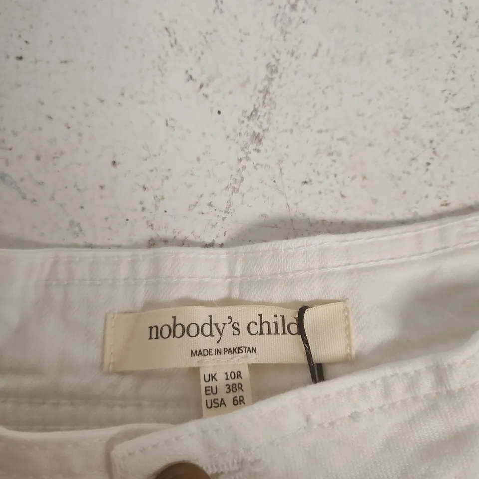 NOBODY'S CHILD ARCHIE TROUSER - WHITE, UK 10R (EU 38R, USA 6R)