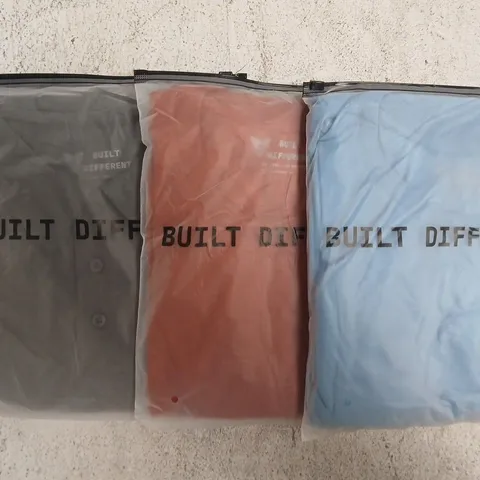 SET OF APPROXIMATELY 10 ASSORTED BUILT DIFFERENT T-SHIRTS/SHIRTS IN VARIOUS COLOURS AND SIZES