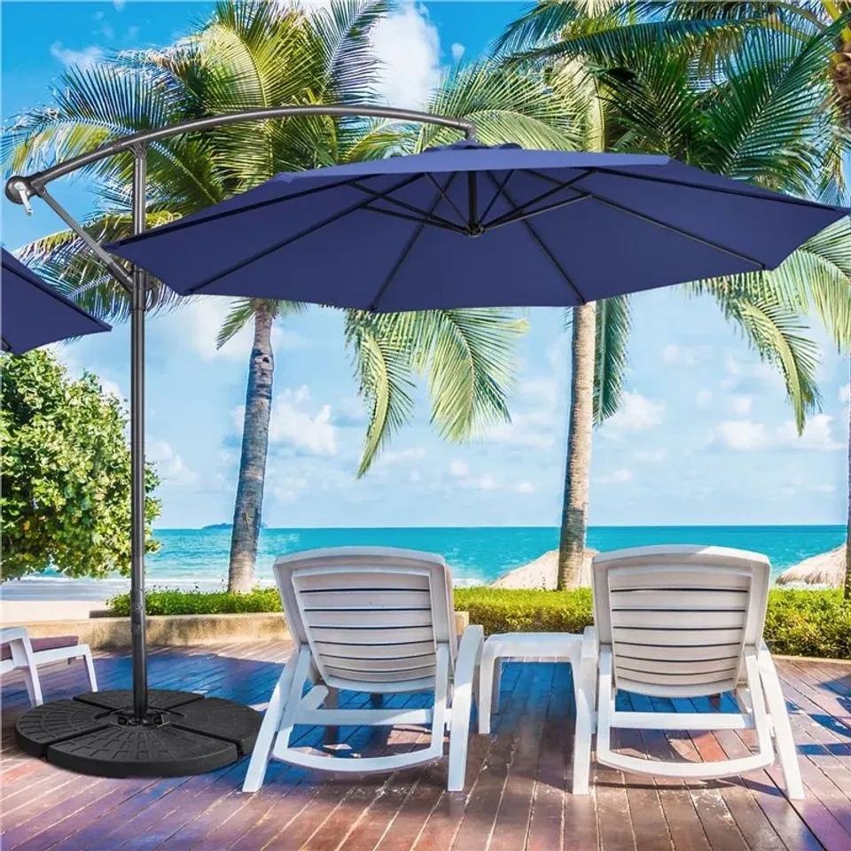 BOXED YAHEETECH TAN 3M PATIO OFFSET UMBRELLA OUTDOOR PARASOL - NAVY BLUE