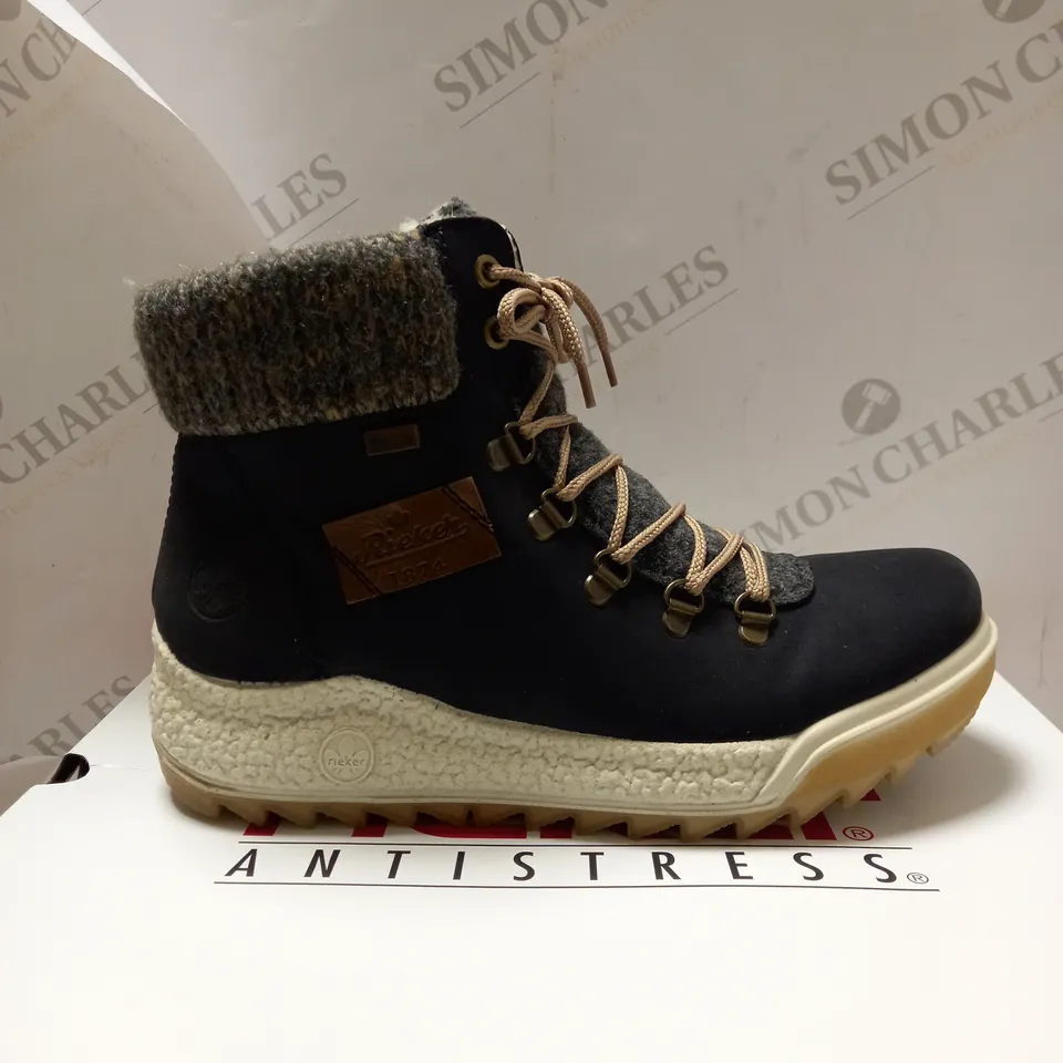 RIEKER LACE UP NAVY BOOTS - SIZE 6