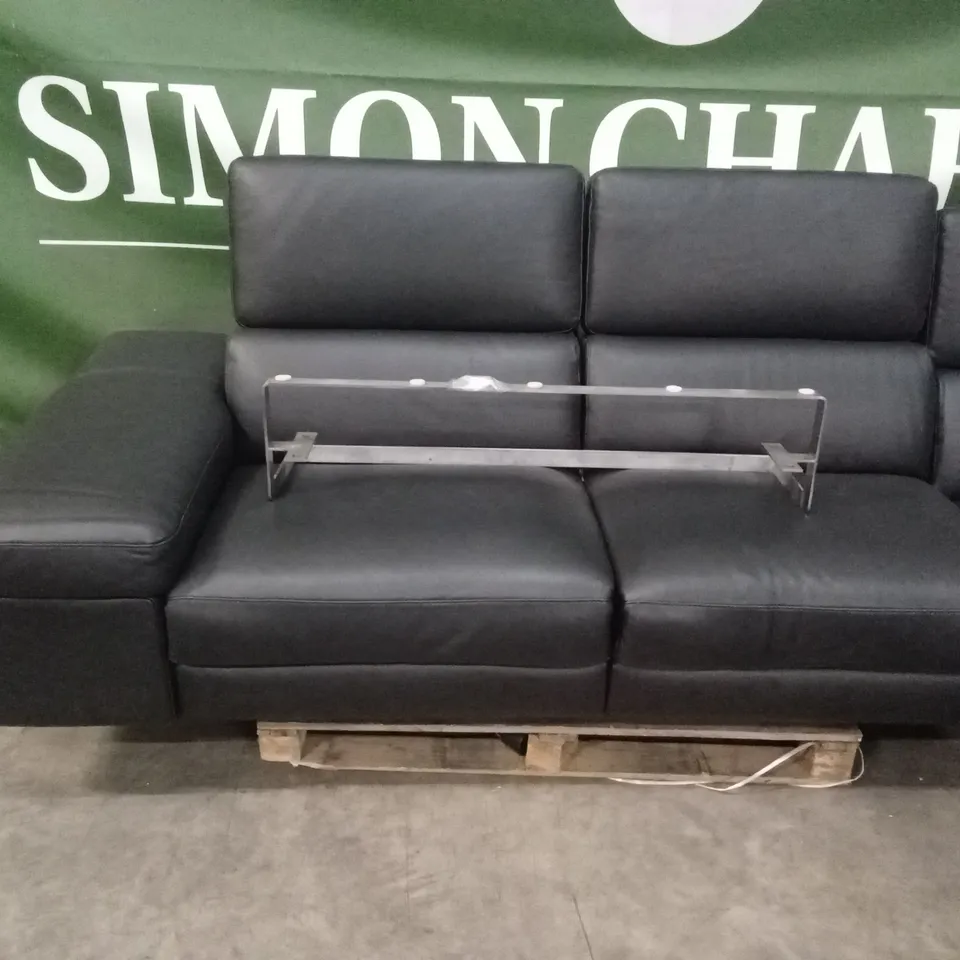 QUALITY DESIGNER ITALIAN MADE LIVIO ELECTRIC RECLINING LEATHER CORNER SOFA - BLACK 