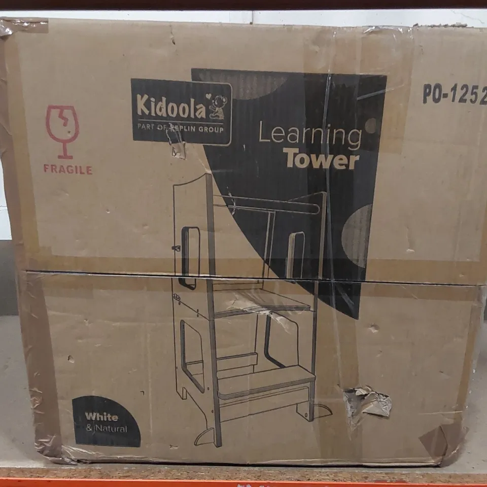 BOXED KIDOOLA LEARNING TOWER - WHITE & NATURAL 