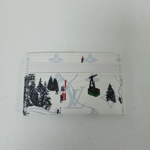 LOUIS VUITTON CARD HOLDER – WHITE WITH SKI SCENE PRINT