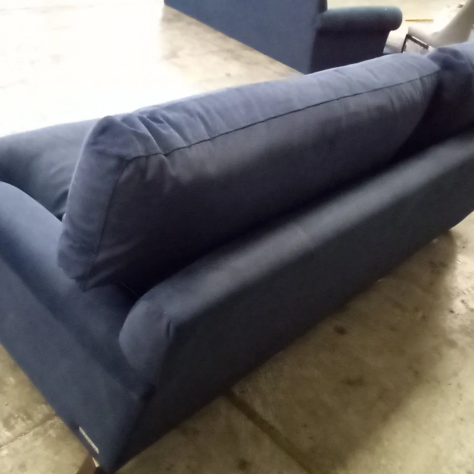 QUALITY THE LOUNGE CO DESIGNER 3 SEATER SOFA - DARK BLUE FABRIC 