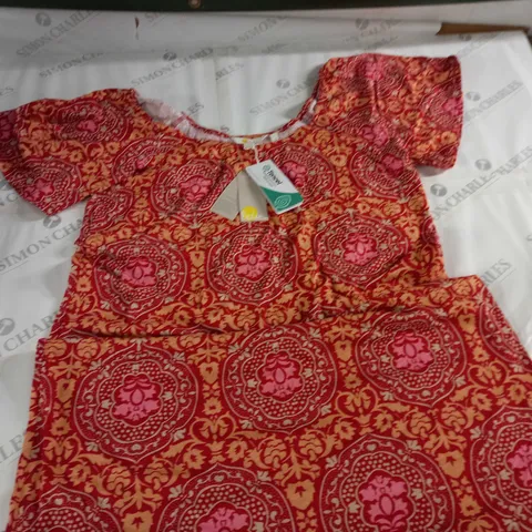 BODEN RED PATTERNED DRESS - UK 16L