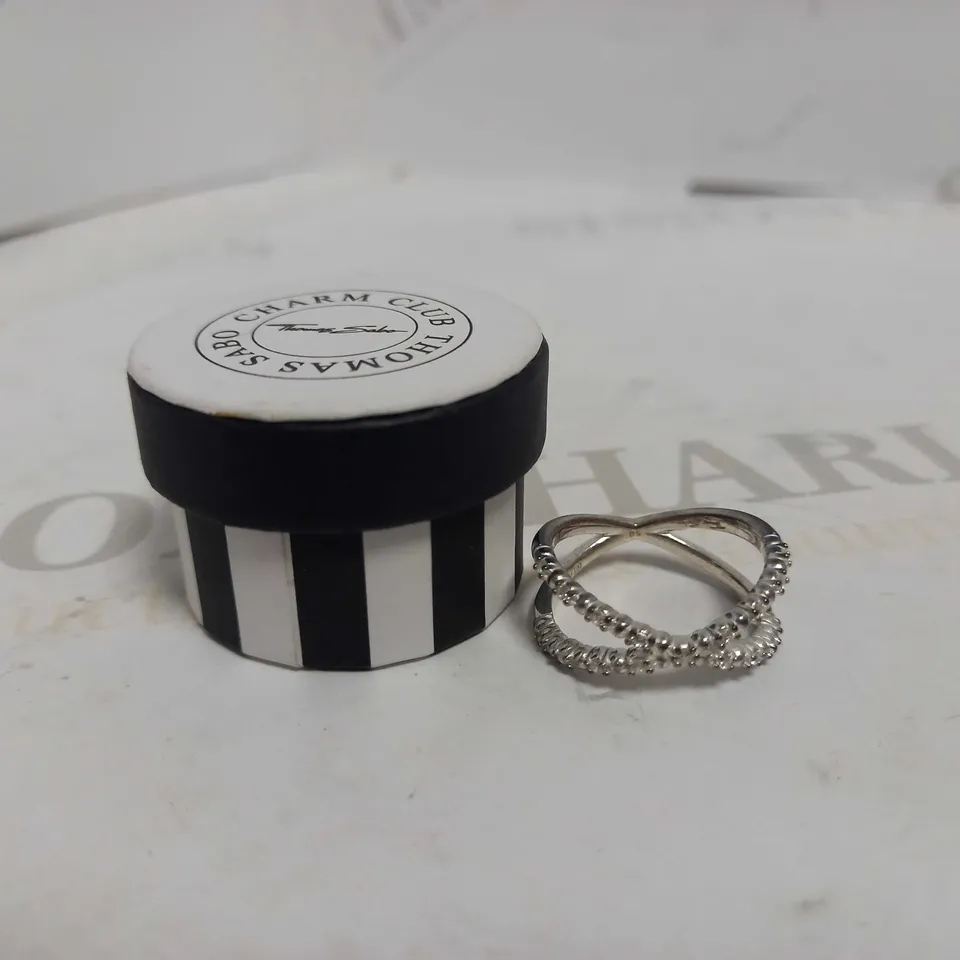 THOMAS SABO STERLING SILVER SUBIC ZIRCONIA STACKING CROSS RING SIZE L RRP £79