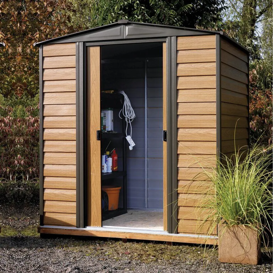 BOXED 6FT W X 5FT D APEX METAL TOOL SHED (1 BOX)