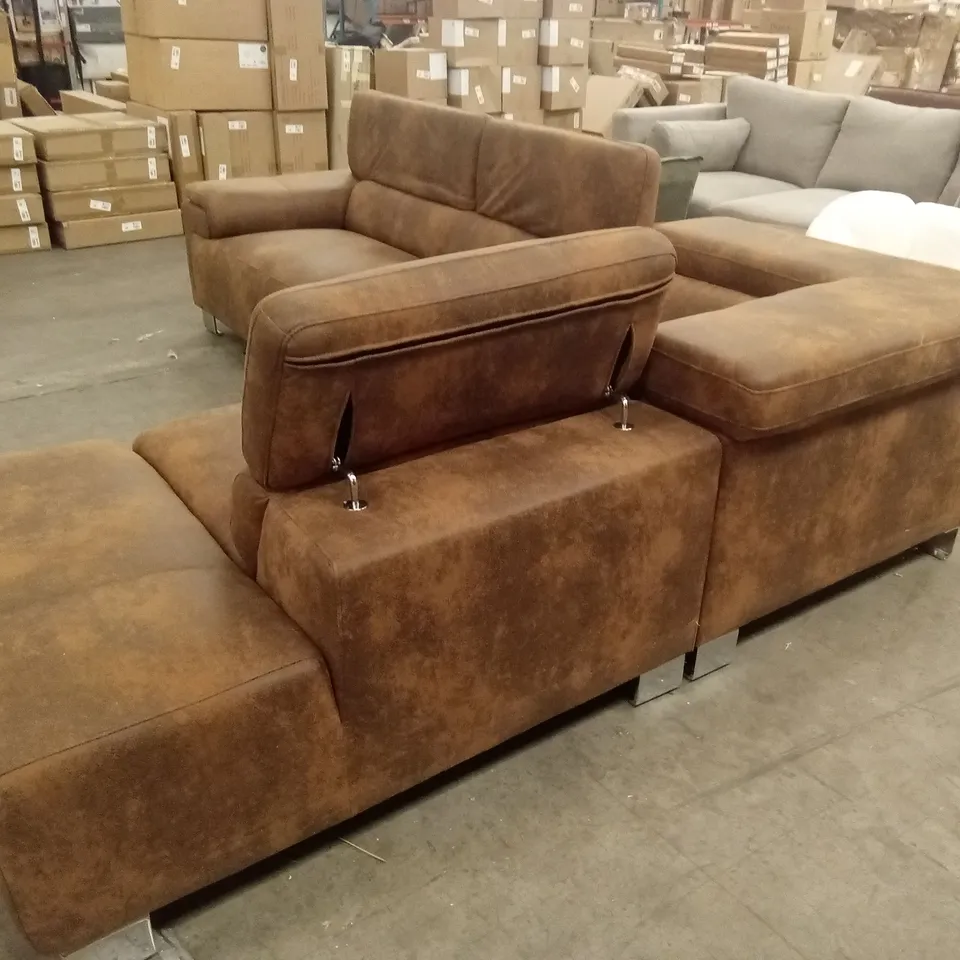 KULVEER FABRIC LEATHER-LOOK CORNER SOFA