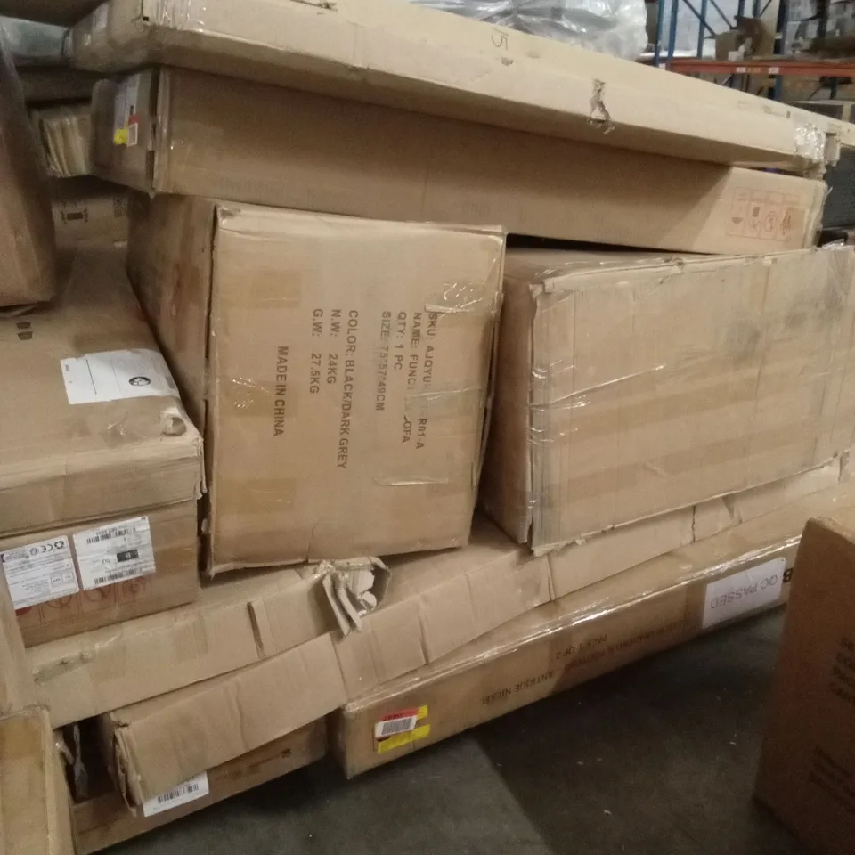 PALLET OF ASSORTED FLATPACK FURNITURE AND FURNITURE PARTS ETC