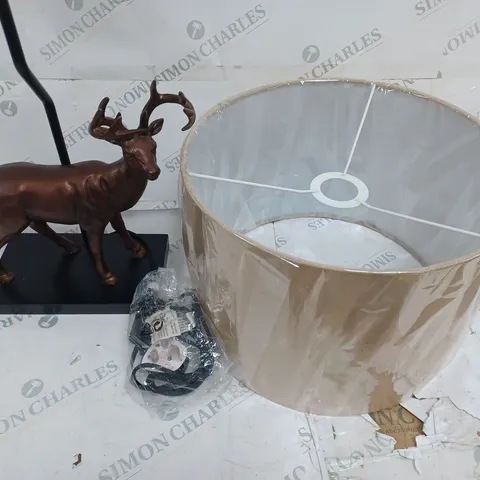 BOXED ALISON CORK ANIMAL TABLE LAMP - BRASS STAG