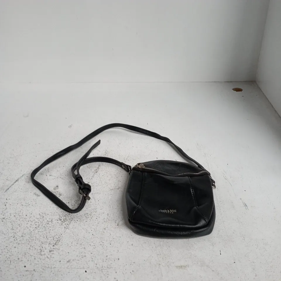LONG & SON LONDON BLACK LEATHER CROSSBODY BAG