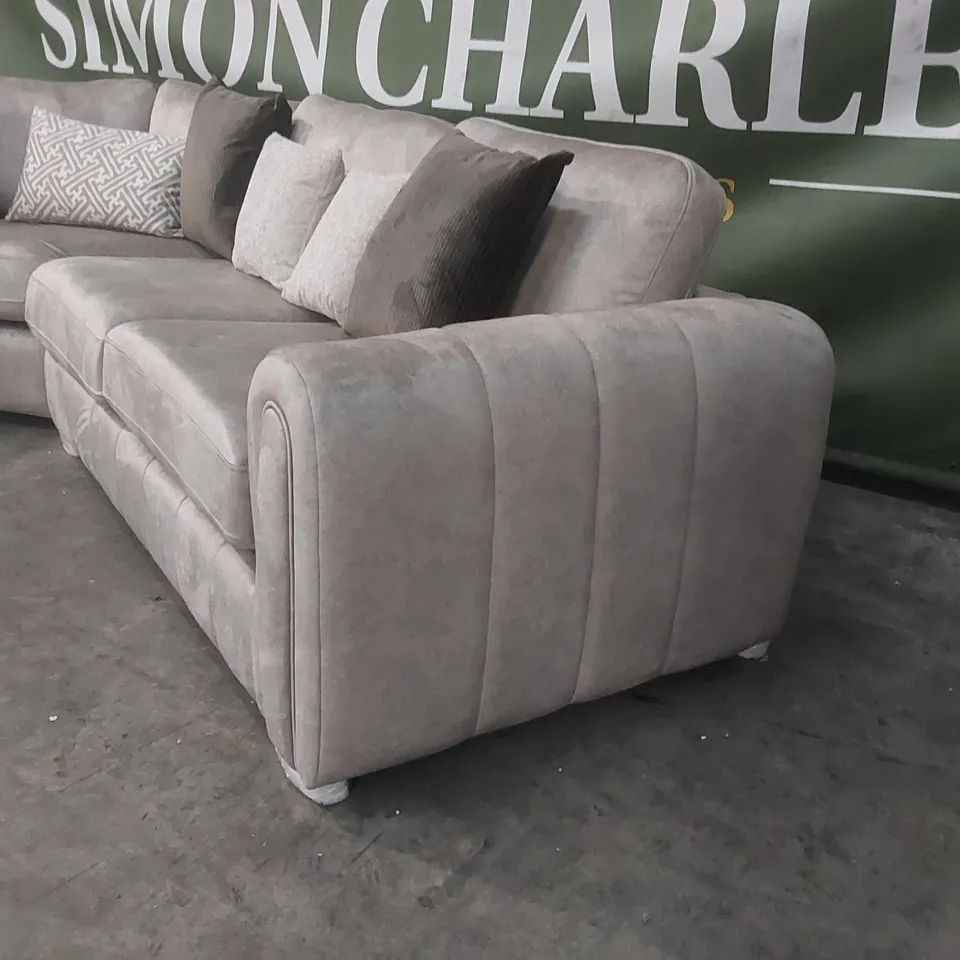 QUALITY DESIGNER AMARA VELVET DOUBLE ARM CORNER GROUP SOFA 