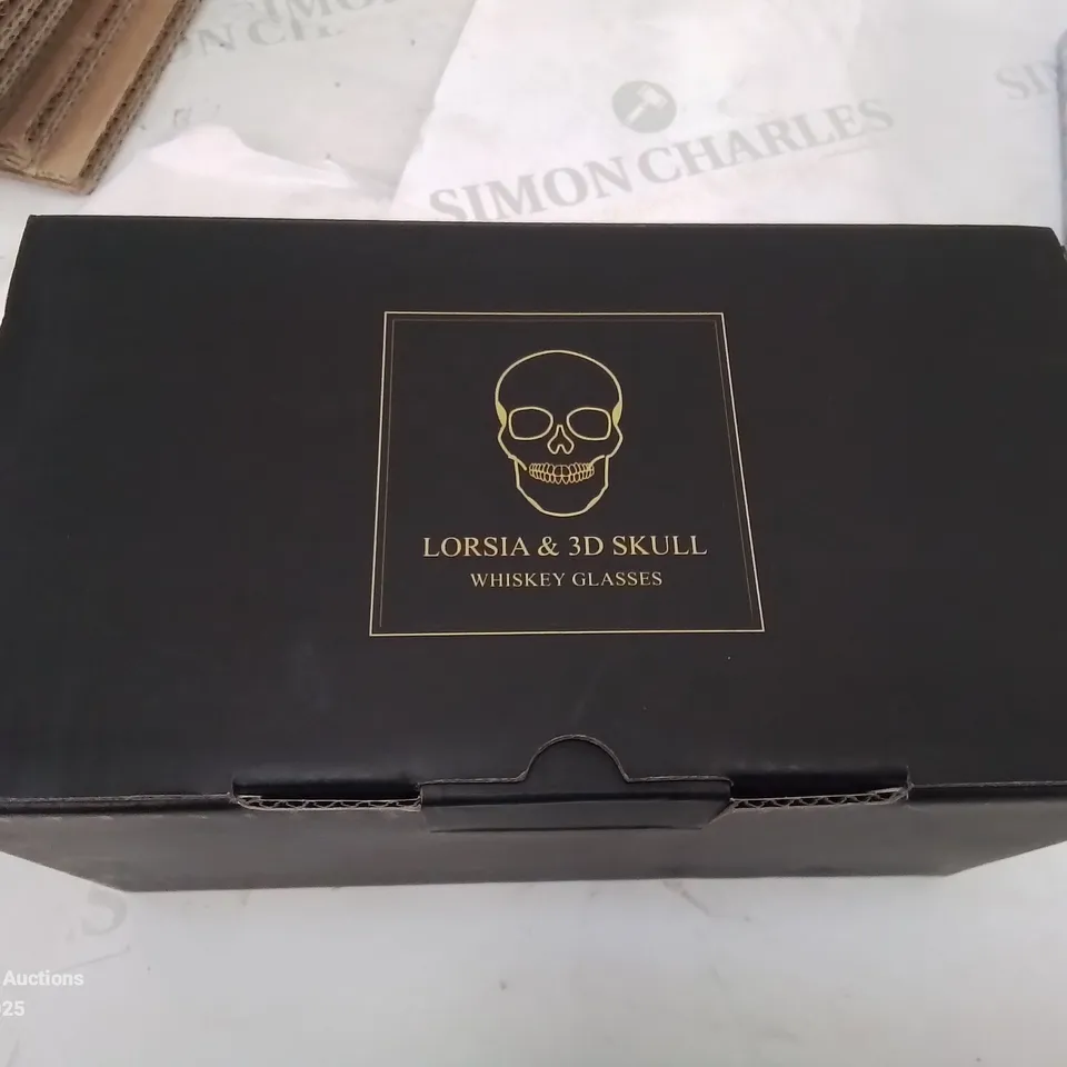 BOXED LORISA &3D SKULL WHISKEY GLASSES.