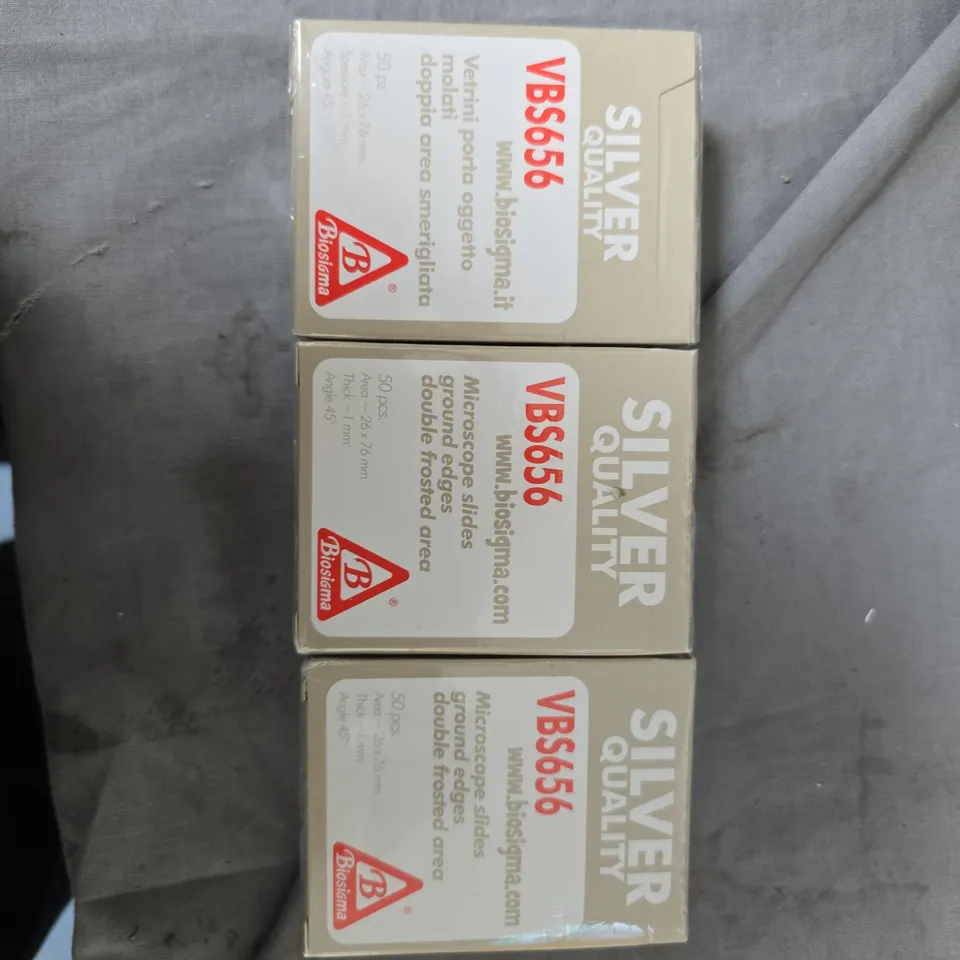 3X BIOSIGMA MICROSCOPE SLIDES – 50 PACK, SILVER QUALITY (VB556)