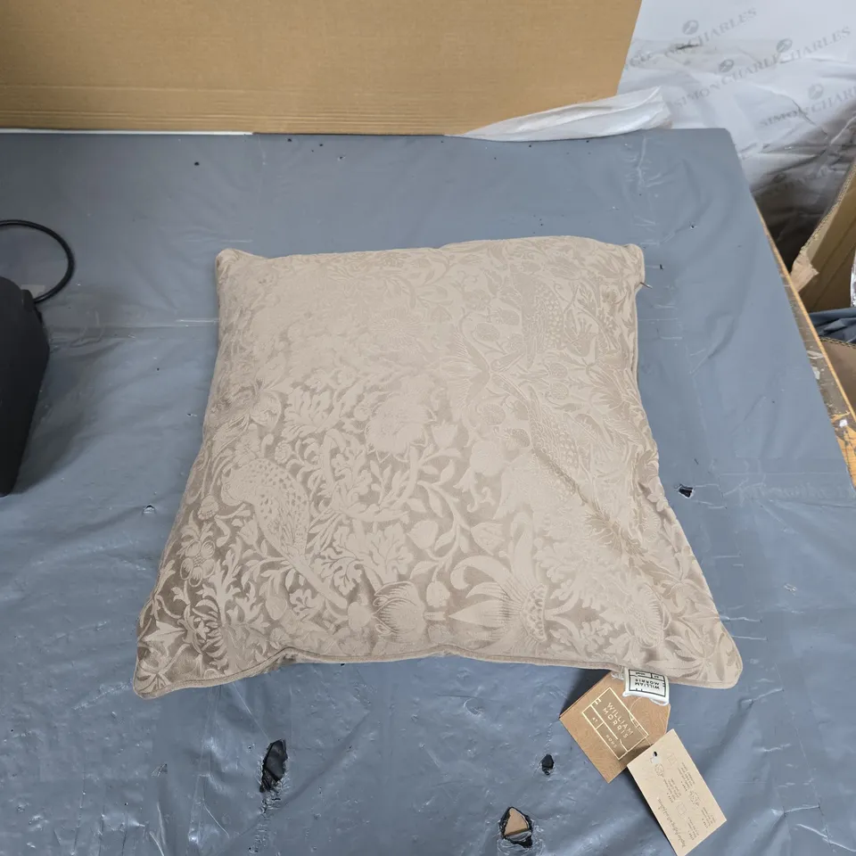 WILLIAM MORRIS CUSHION – BEIGE DAMASK FABRIC
