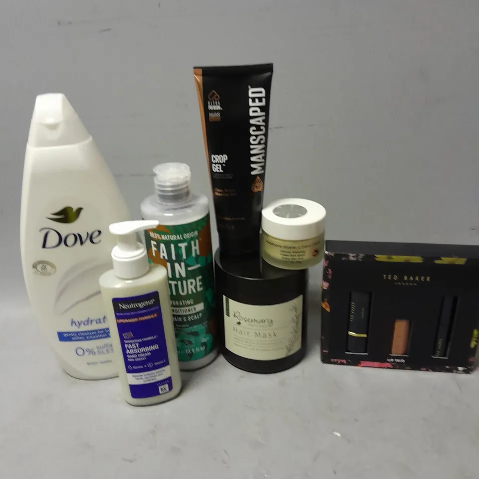 APPROXIMATELY 20 ASSORTED HEALTH & BEAUTY ITEMS TO INCLUDE - DOVE BODY WASH, MANSCAPED CROP GEL AND TED BAKER LIP TRIO