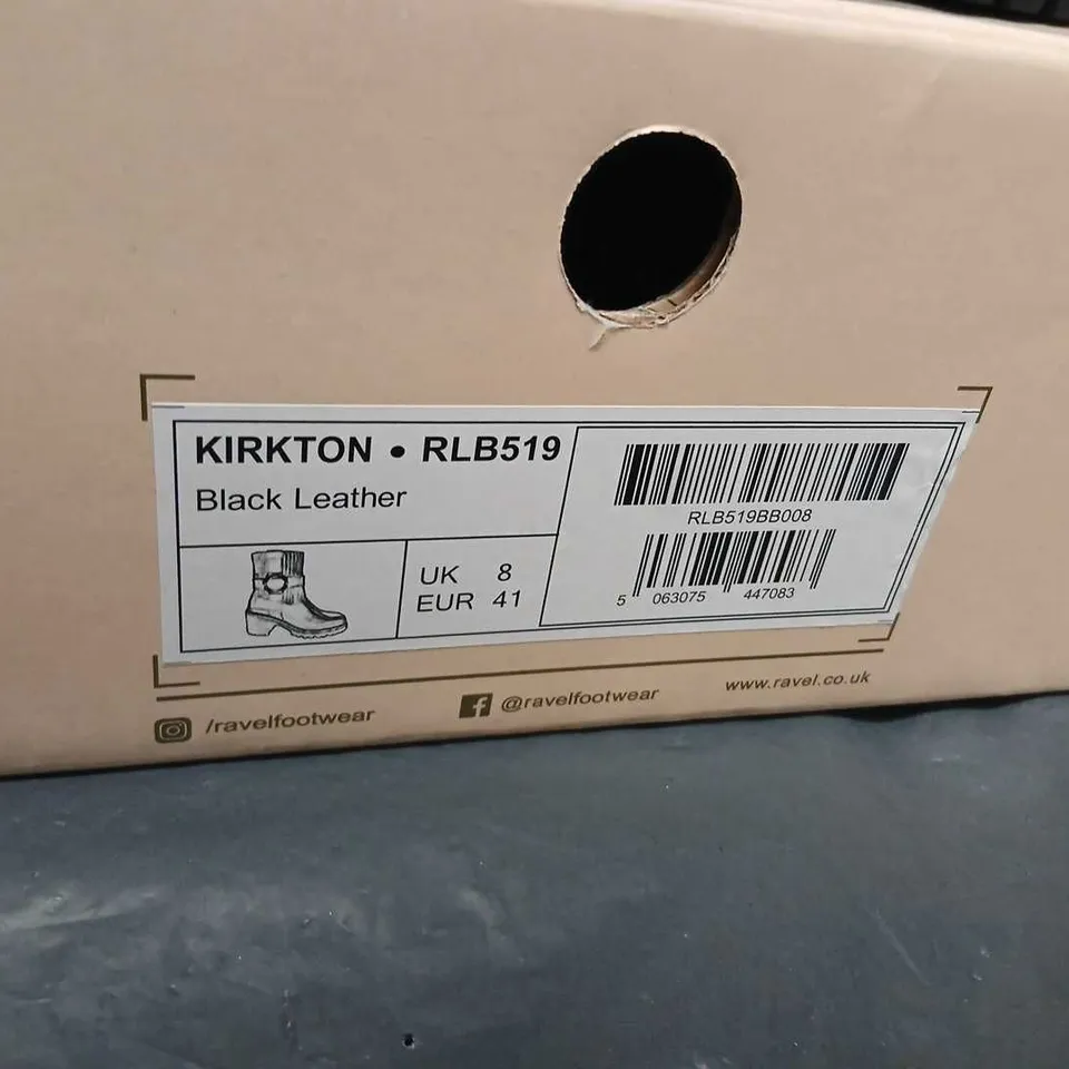 RAVEL UK 8 KIRKTON RLB519 BLACK LEATHER BOOTS