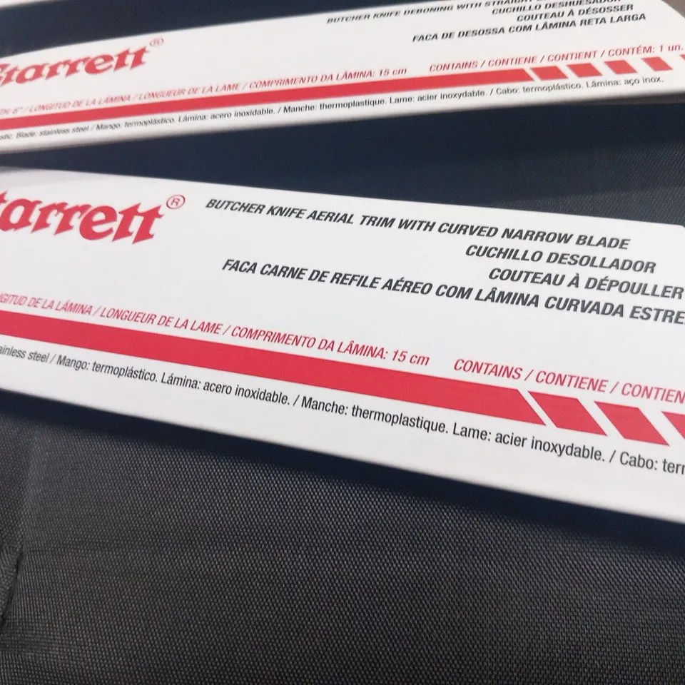 STARRETT PROFESSIONAL BUTCHERS KNIFE SET - 11 PIECES STAINLESS STEEL WHITE ERGONOMIC HANDLES KITCHEN CHEF KNIFE - INCLUDES BONING SKINNING STEAK KNIVES PROTECTOR STONE