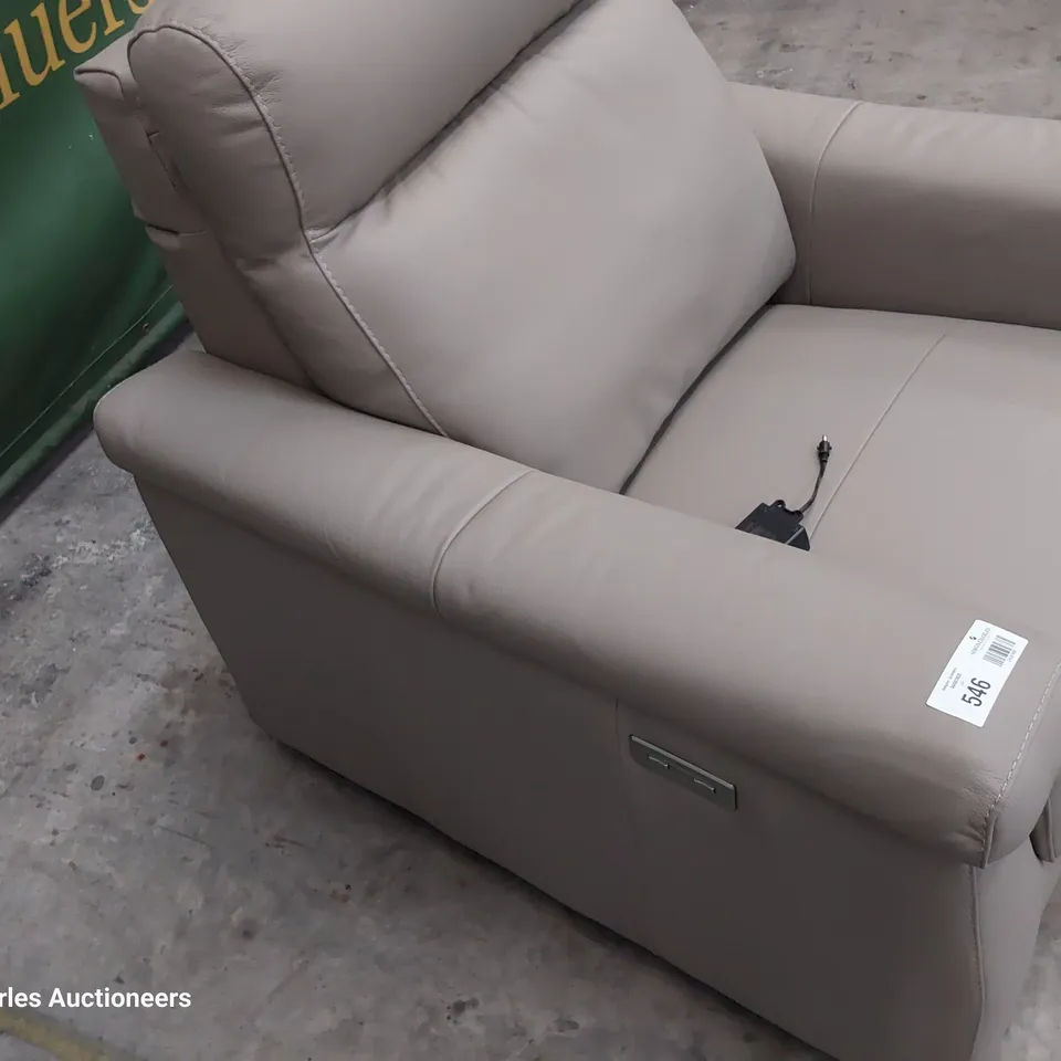 QUALITY ITALIAN DESIGNER ADRIANO POWER RECLINING EASY CHAIR MUSHROOM LEATHER 