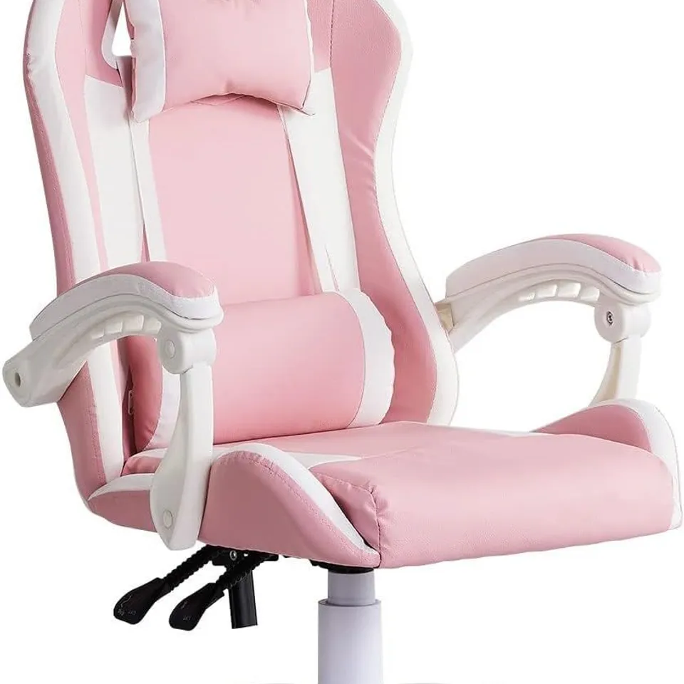 BOXED GAMING CHAIR IN PINK AND WHITE