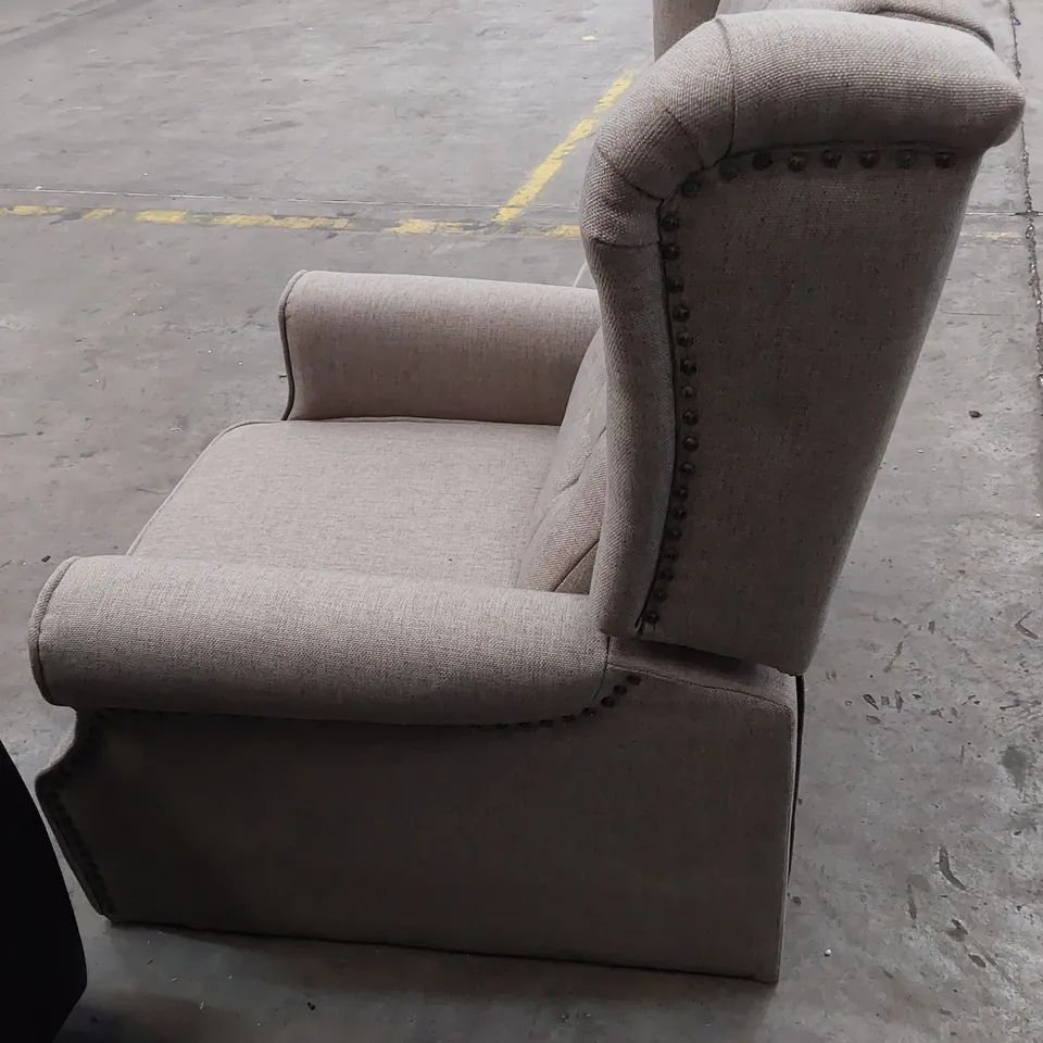 DESIGNER PUSH BACK RECLINING EASY CHAIR LIGHT GREY FABRIC