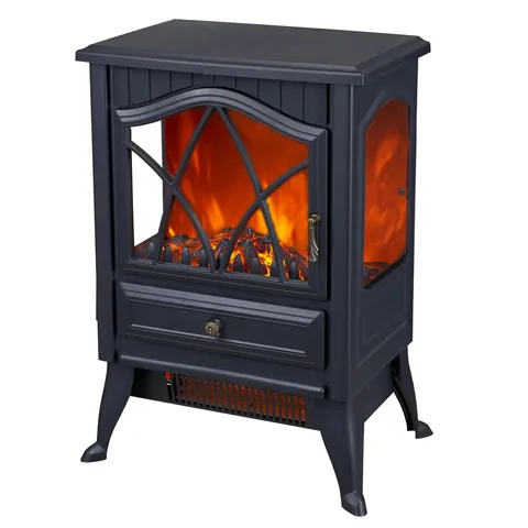 BOXED NEO FREESTANDING ELECTRIC FIRE HEATER WITH REALISTIC FIRE EFFECT - BLACK (1 BOX)