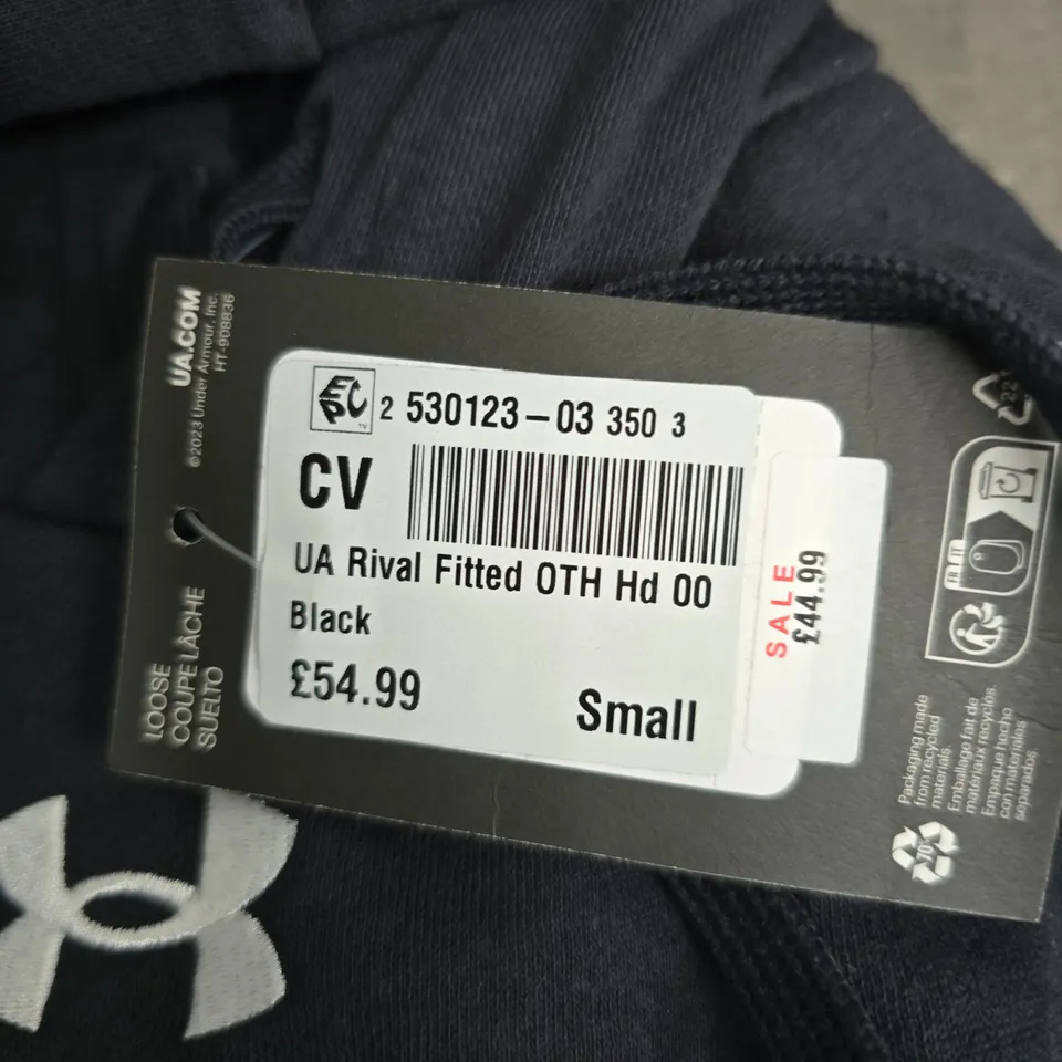 UNDER ARMOUR RIVAL FITTED HOODIE – BLACK, SMALL