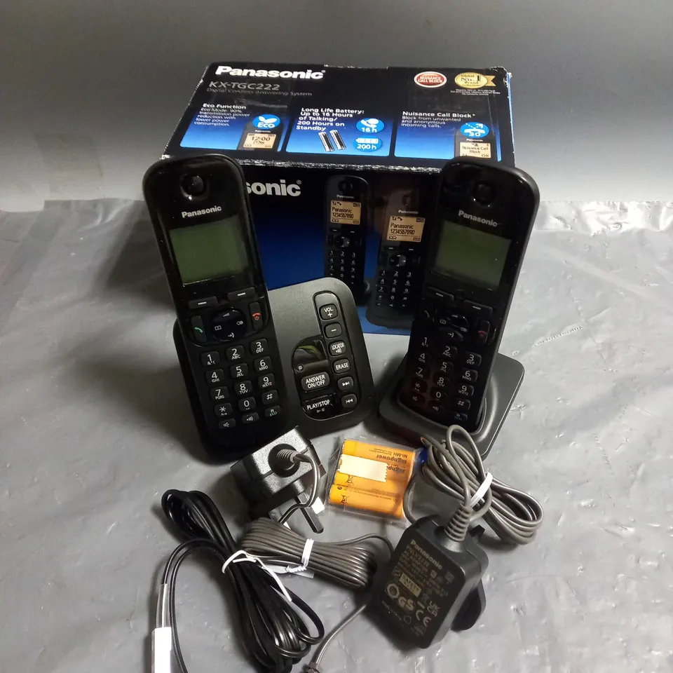 PANASONIC KX-TGC222 DIGITAL CORDLESS ANSWERING SYSTEM TWIN PACK IN BLACK