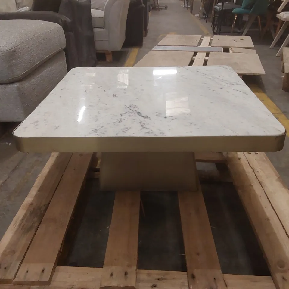 DESIGNER MARBLE AND METAL COFFEE TABLE