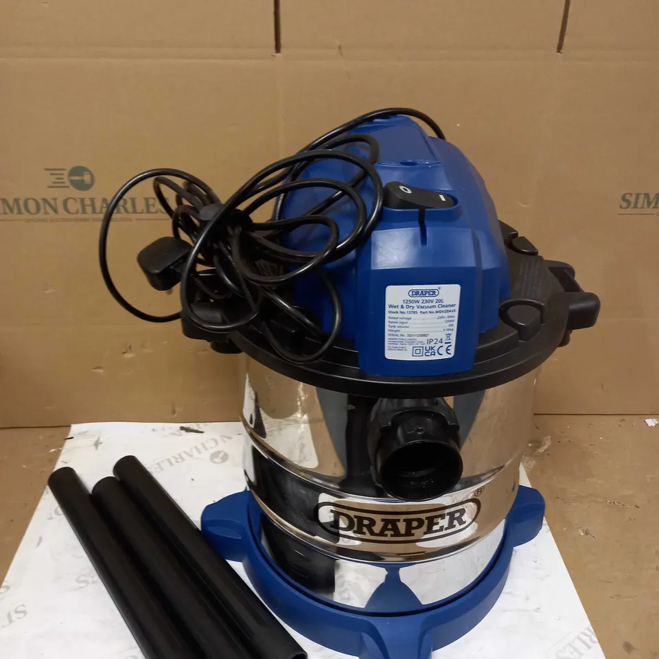 DRAPER 20L 1250W 230V WET & DRY VACUUM CLEANER 