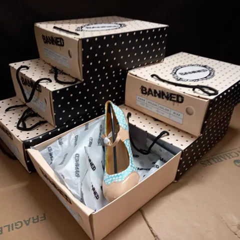 LOT OF 5 BOXED PAIRS OF BANNED HIGH HEELED SHOES - VARIOUS SIZES