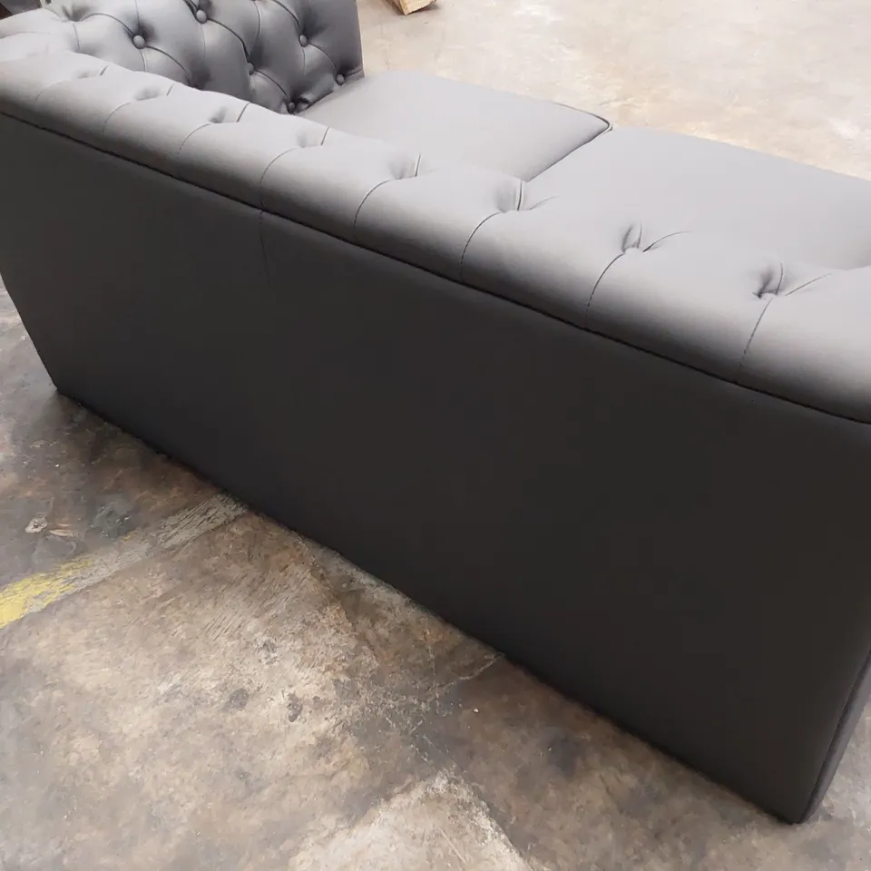 DESIGNER TWO SEATER CHESTERFIELD SOFA GREY LEATHER 