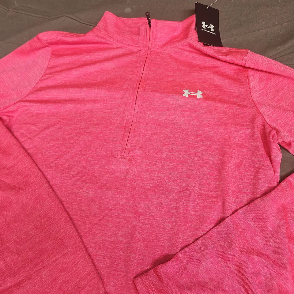 UNDER ARMOUR PINK QUARTER-ZIP TRAINING TOP – SIZE S