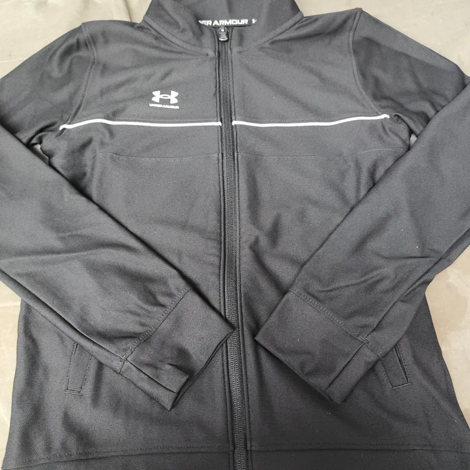 UNDER ARMOUR BLACK ZIP-UP JACKET - SIZE YM