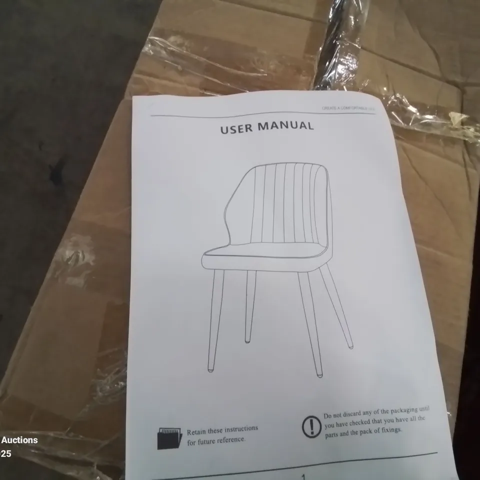 BOXED SET OF 2 UPHOLSTERED FABRIC DINNING CHAIRS - GREY (1 BOX)