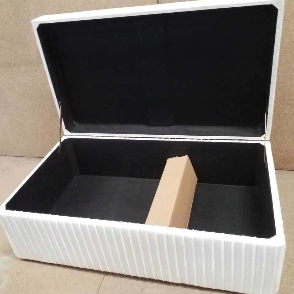 BOXED ROSE VELVET OTTOMAN STORAGE STOOL - CREAM 