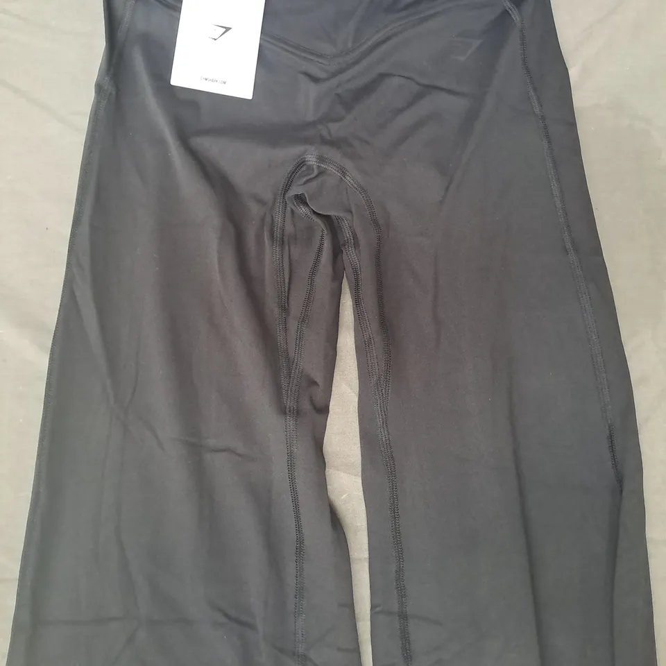 GYM SHARK CROSSOVER FLARED LEGGINGS IN BLACK SIZE XS