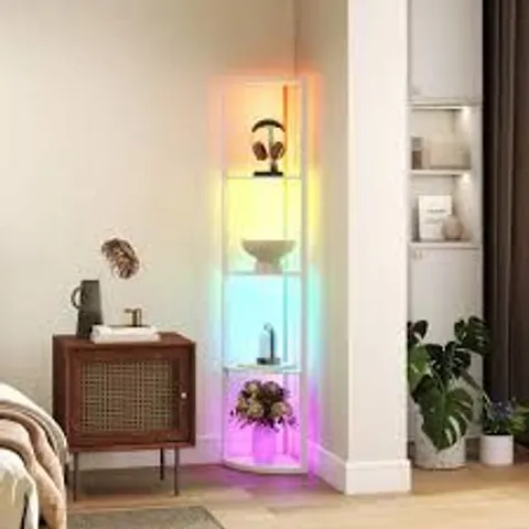 BOXED HOMCOM RGB LED FLOOR LAMP WITH SHELVES
