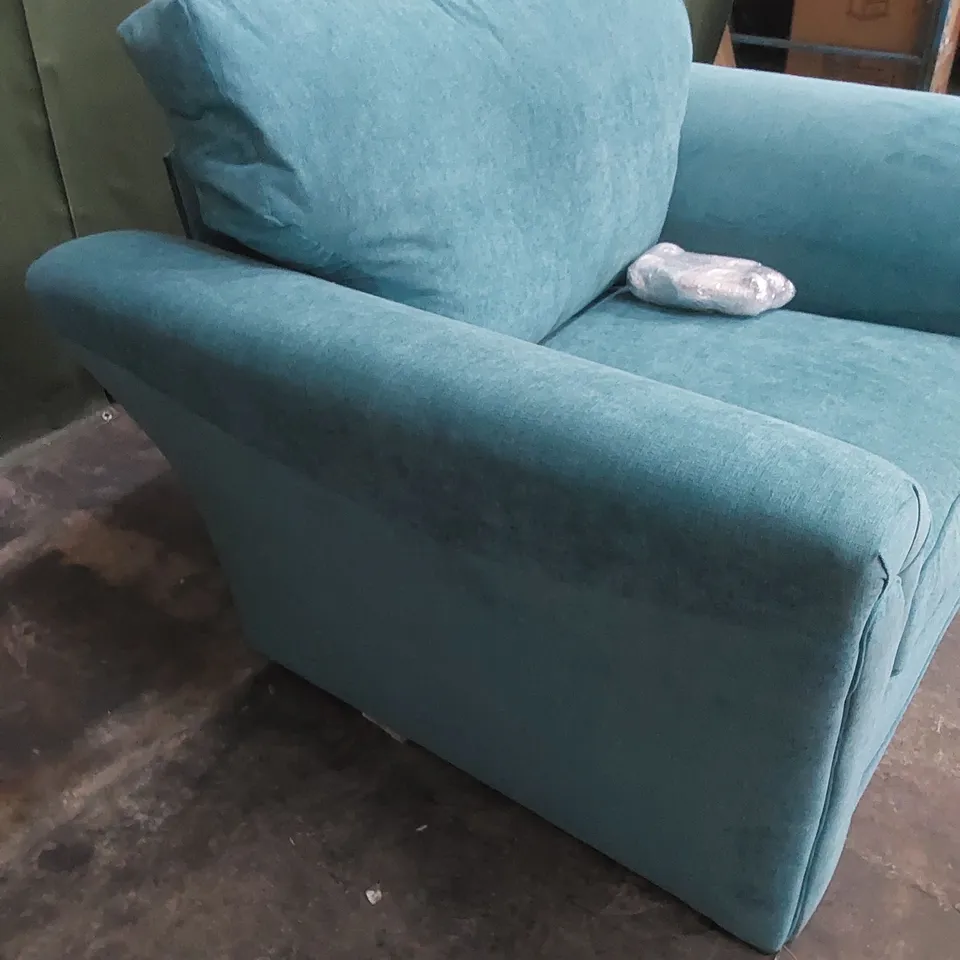 DESIGNER DURY FIXED BACK FABRIC UPHOLSTERED CHAIR - TEAL