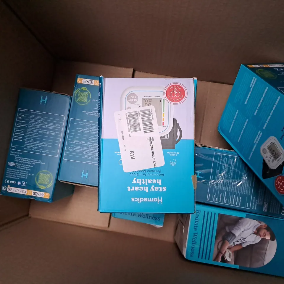 APPROXIMATELY 10 BOXED HOMEDICS AUTOMATIC ARM BLOOD PRESSURE MONITOR 