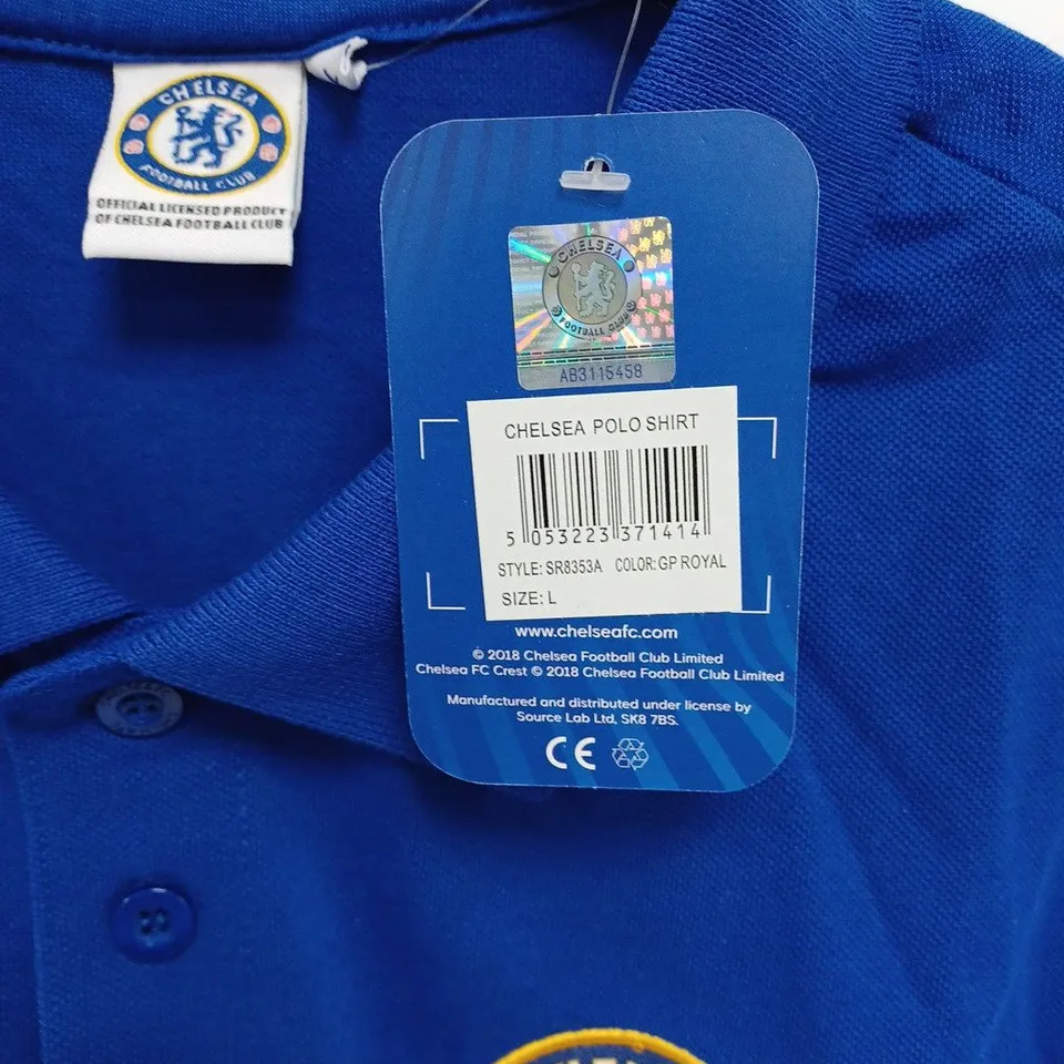 CHELSEA FC BLUE LOGO POLO SHIRT- LARGE