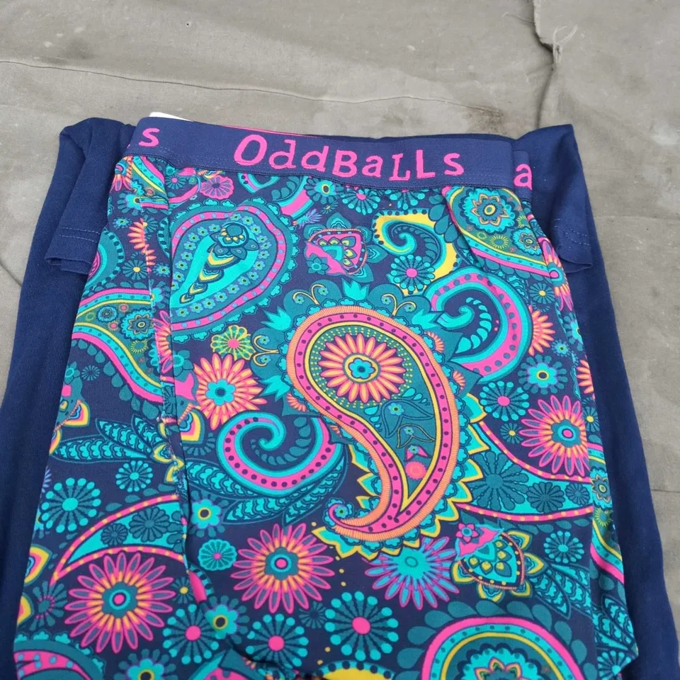 ODDBALLS PYJAMAS SET – NAVY T-SHIRT & PAISLEY PRINT SHORTS XL
