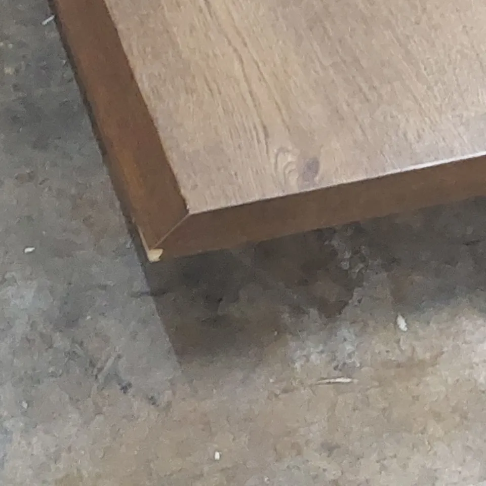 DESIGNER SOLID WOOD TABLE WITH METAL LEGS - REQUIRES ASSEMBLY
