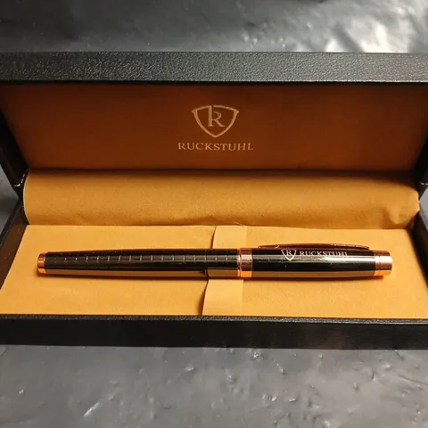 RUCKSTUHL PEN – BLACK LACQUER WITH COPPER TRIM IN PRESENTATION BOX