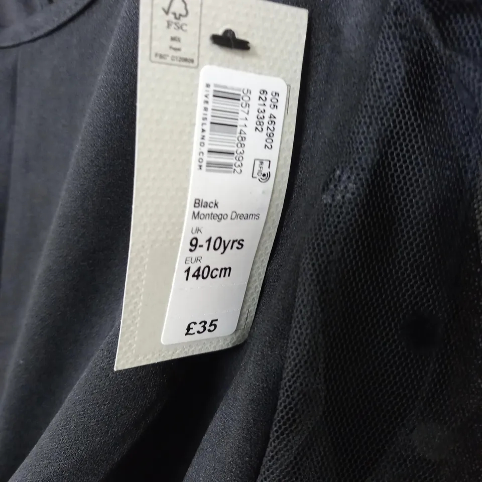 RIVER ISLAND LACE SLEEVED KIDS BLACK PLAYSUIT - 9/10 0YRS