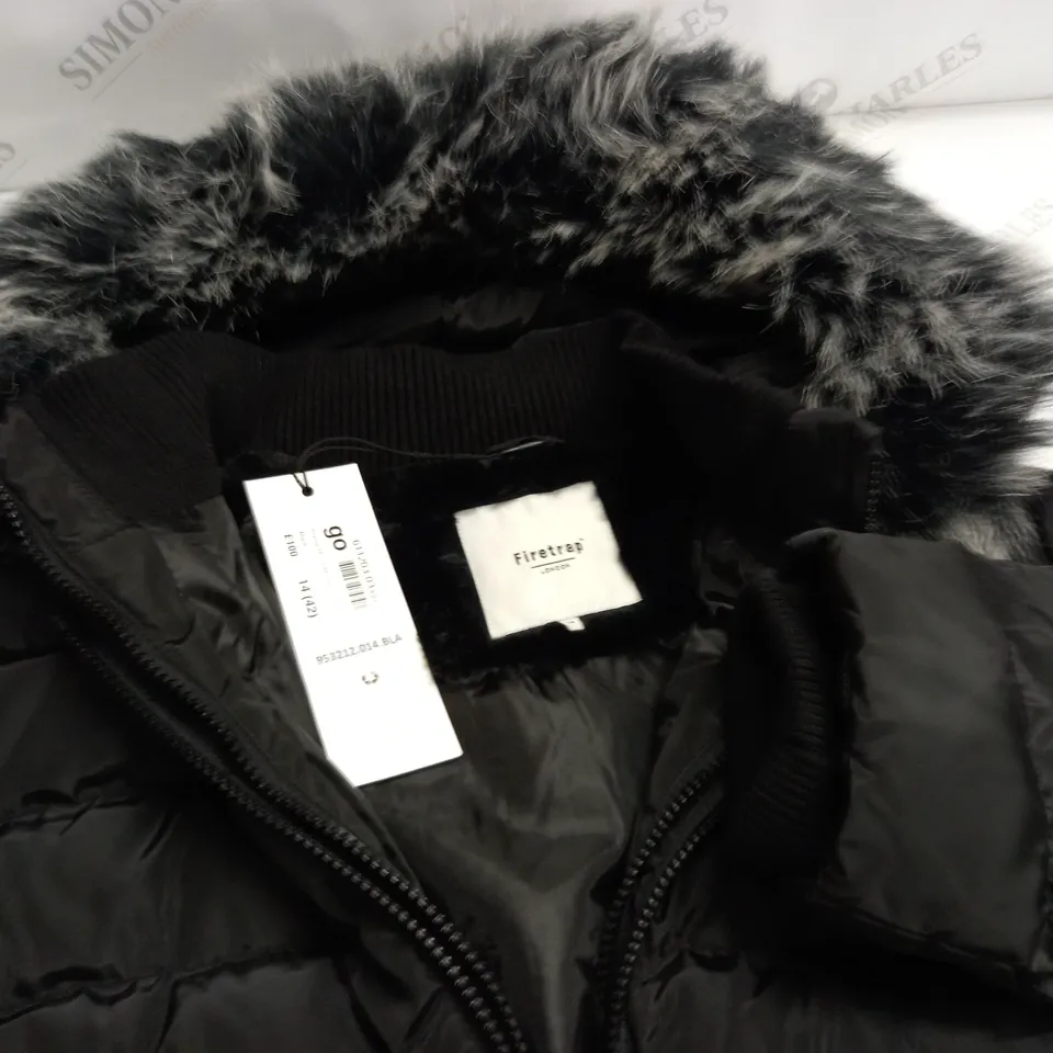 FIRETRAP WOMENS PADDED MID JACKET IN BLACK - UK 14