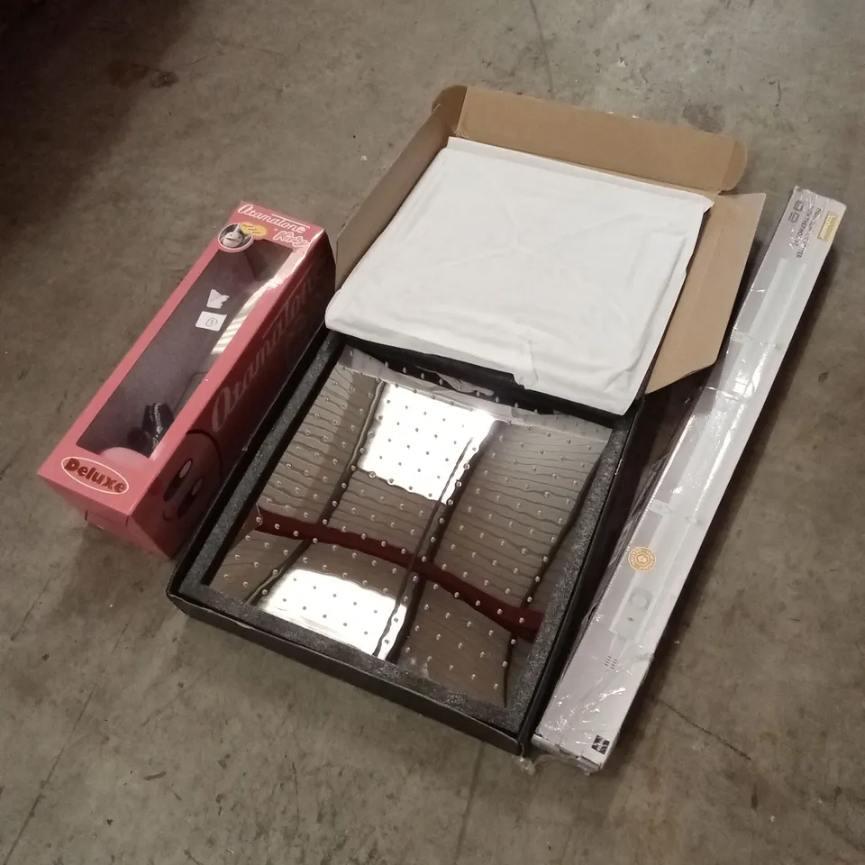 PALLET OF ASSORTED HOUSEHOLD GOODS AND PRODUCTS TO INCLUDE; SQUARE RAINFALL SHOWERHEAD, SLIMLINE HEATER, KIRBY STANDALONE, TOILET SEATS ETC