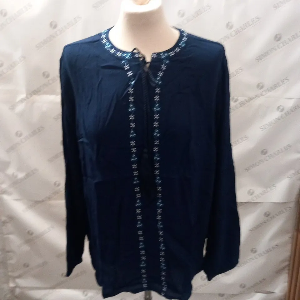 MAISON DE NIMES TASSLE BLOUSE IN NAVY - L